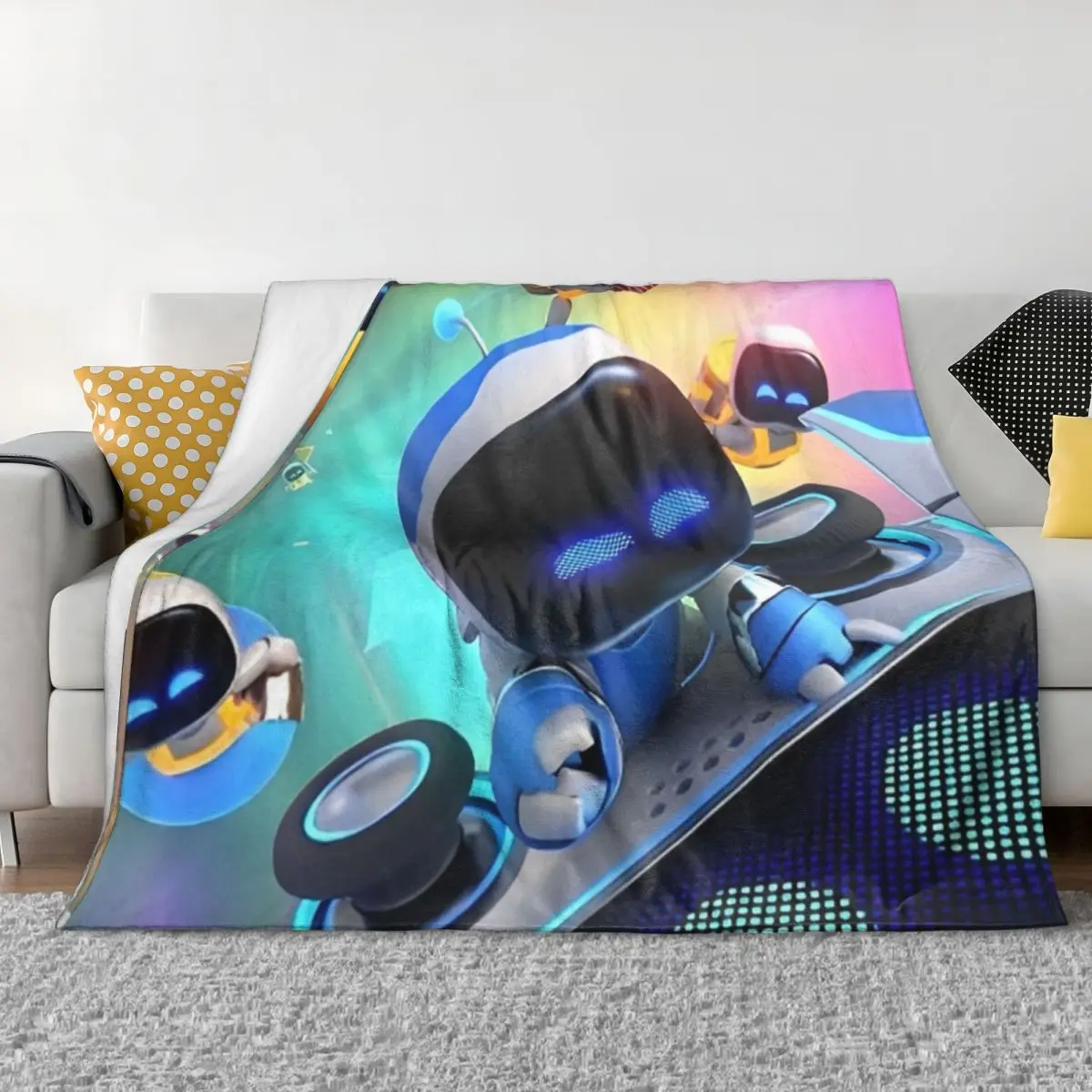 Astro Bot Adorable Robots Blankets Adorable Robots Flannel Throw Blankets Home Couch Decoration Soft Warm Bedsprea