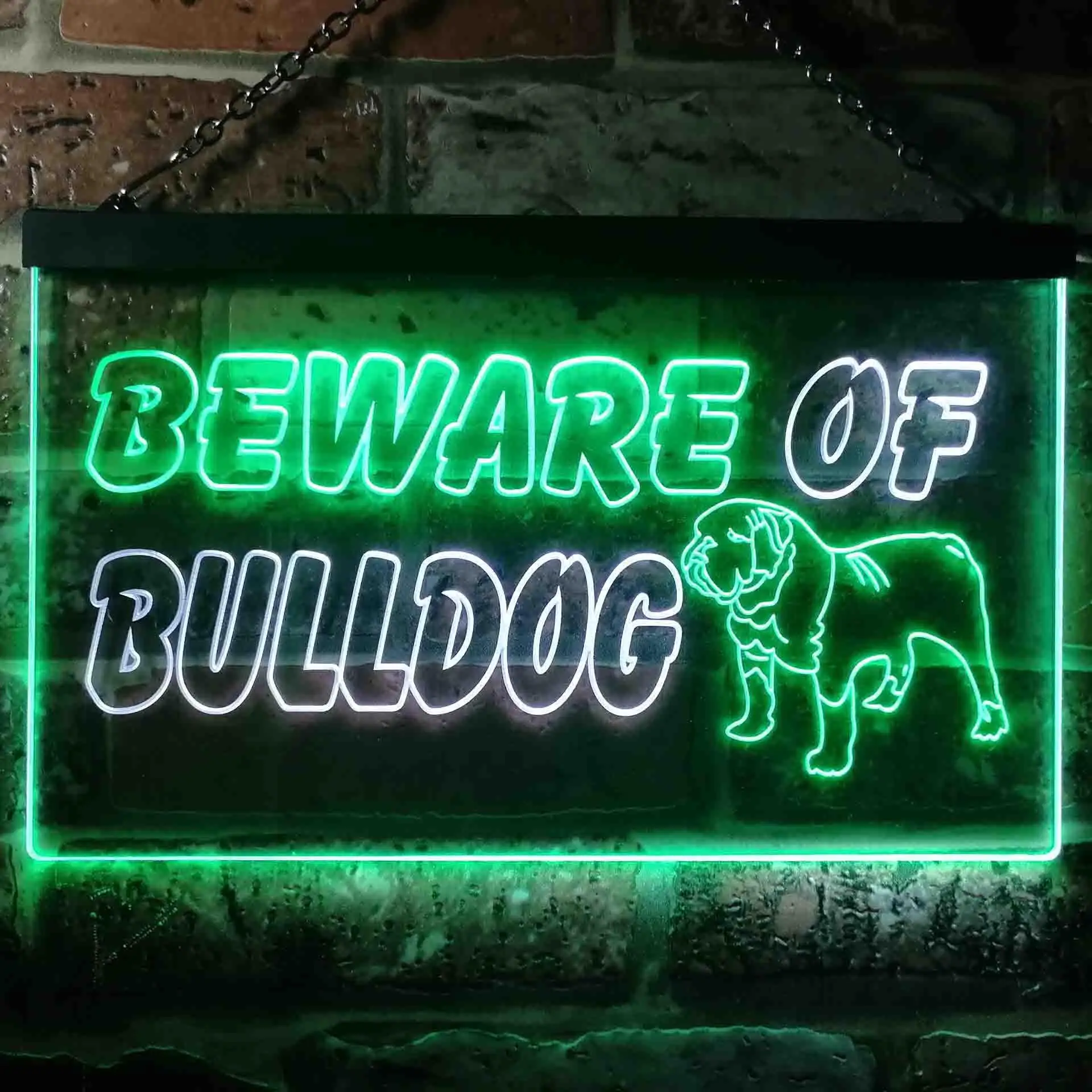 

Beware of Bulldog Dual Color Led Neon Sign st6-i0837