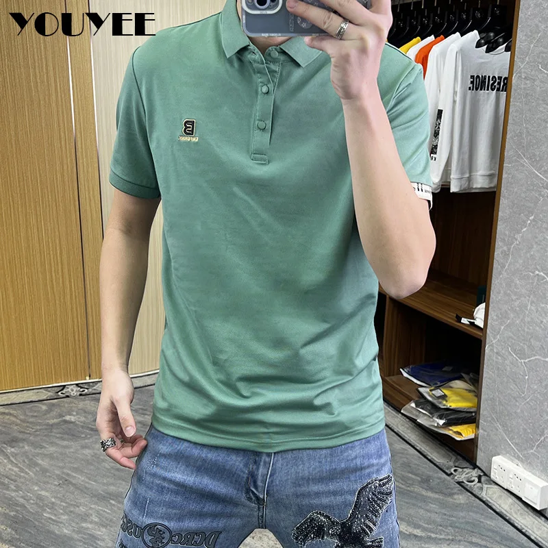 POLO Shirt Lapel Men's Short-sleeved T-shirt Summer New Loose Half-sleeved Casual Business Male Embroidered Simple Top Clothing