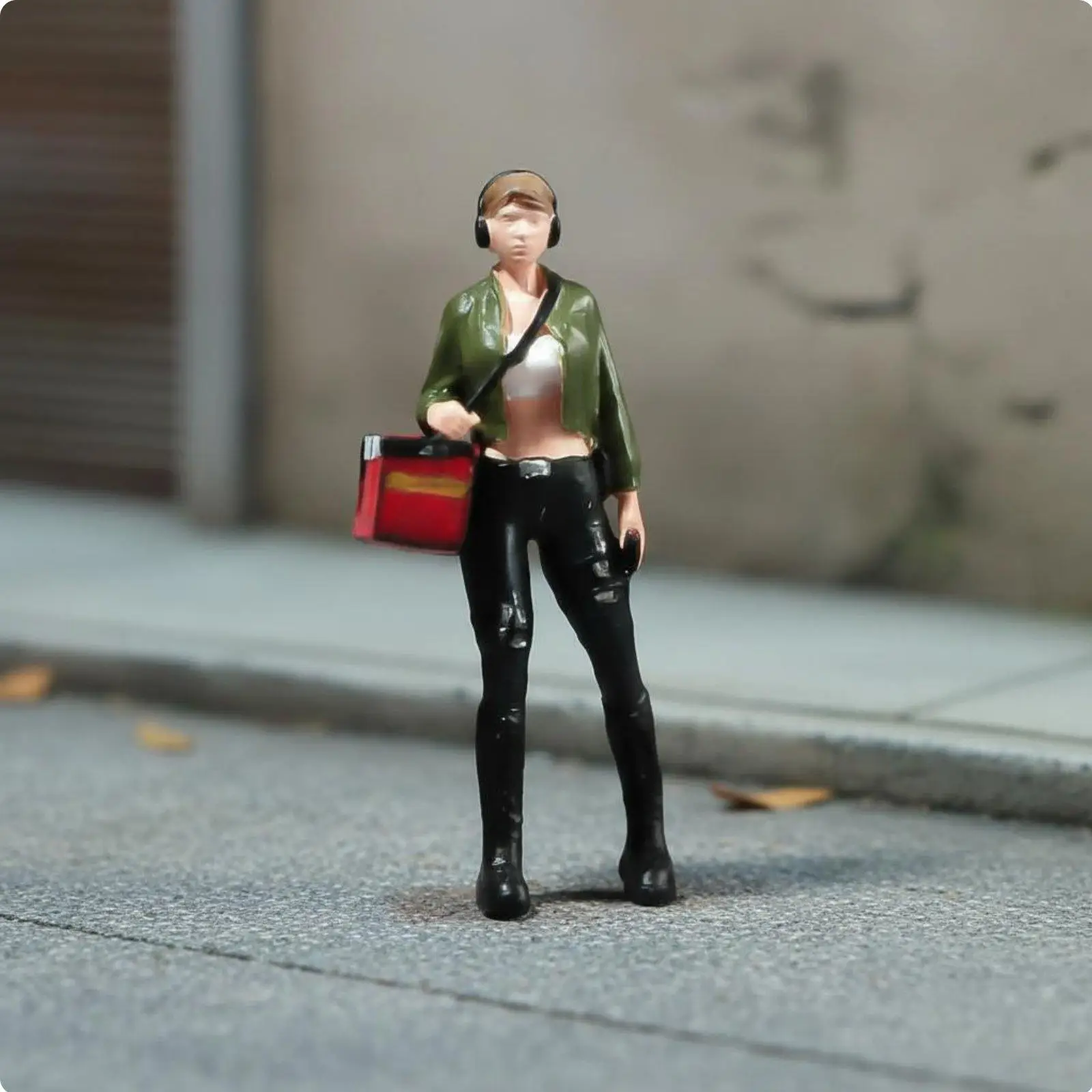 Food Delivery Person Figurine Pre-Painted Takeout Courier Miniature Handmade