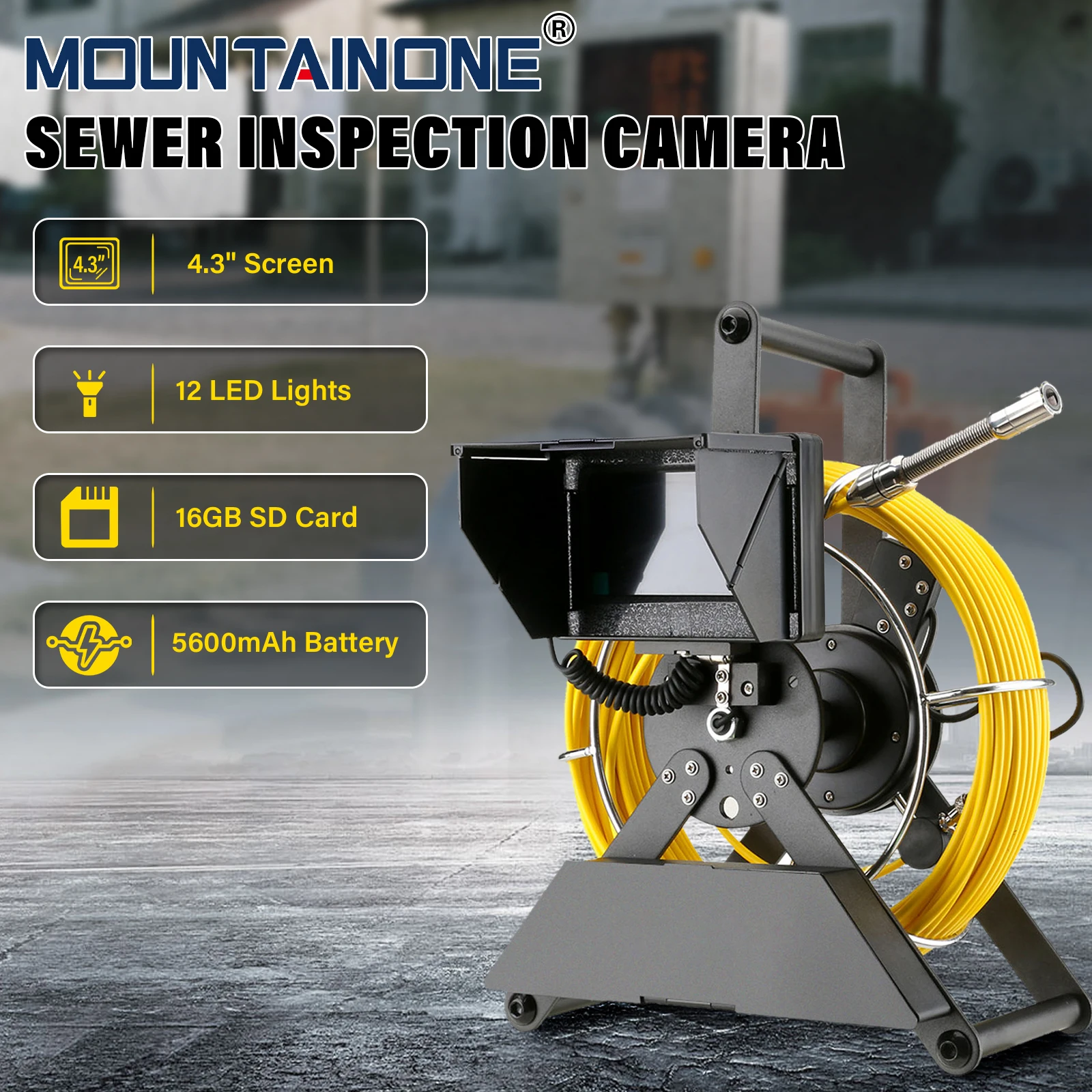

Камера для осмотра канализационных труб MAOTEWANG с TF-картой 16 ГБ DVR, промышленный эндоскоп для канализационных стоков, IP68, 5600MHA, аккумулятор, 4,3 дюйма, IPS c