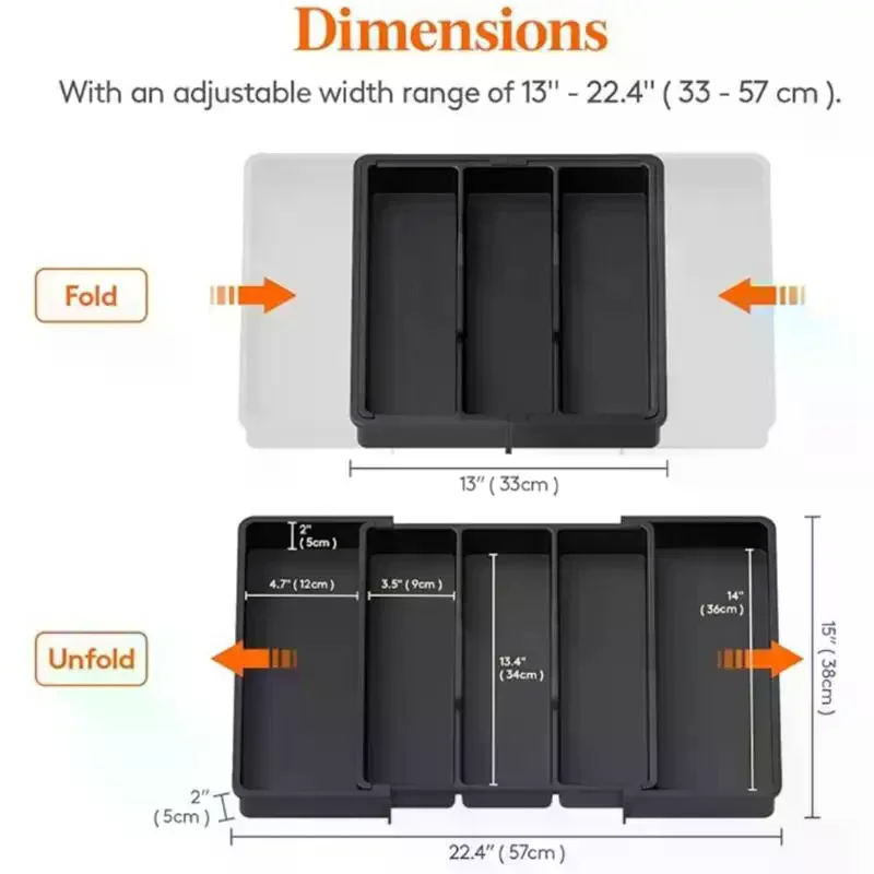 Expandable Cooking Utensil Tray Utensil Organizer For Kitchen Drawers Adjustable Cutlery Silverware Flatware Holder Kitchen Tool