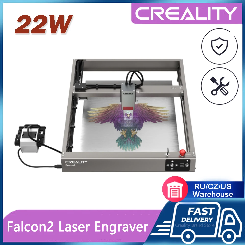 Creality Falcon2 Laser Engraver 22W Laser Power Integrated Air Assist 25000 mm/min Small Precise Cutting CNC Carving Machine