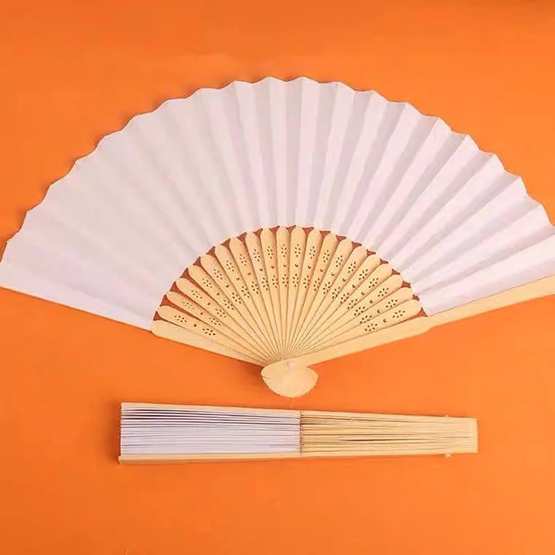 7’ Folding Paper Fan Chinese Style Blank Paper Fan Wedding Party Favour Decoration For Handmade Practice Calligraphy Supplies