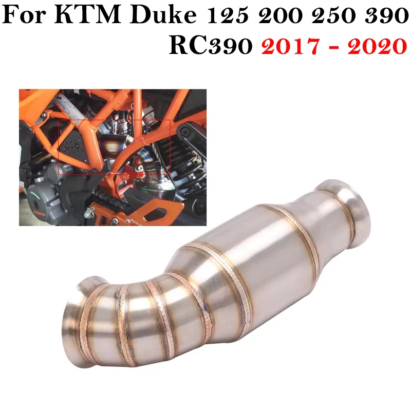 

For KTM Duke 390 125 200 250 390 RC390 2017 - 2020 Motorcycle Exhaust Escape Muffler System Middle Link Pipe Stainless Steel