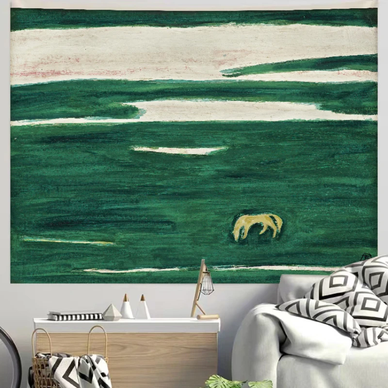 VIKAMA Abstract Horse Art Tapestry Boho Aesthetic Wall Hanging for Bedroom Living Room Dorm Vintage Nature Home Decor