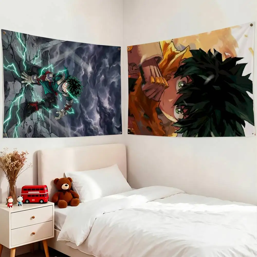 Izuku Midoriya My Hero Academia Flags for Bedrooms Home Decor Items Outdoor Decors Garage Decoration Flaga