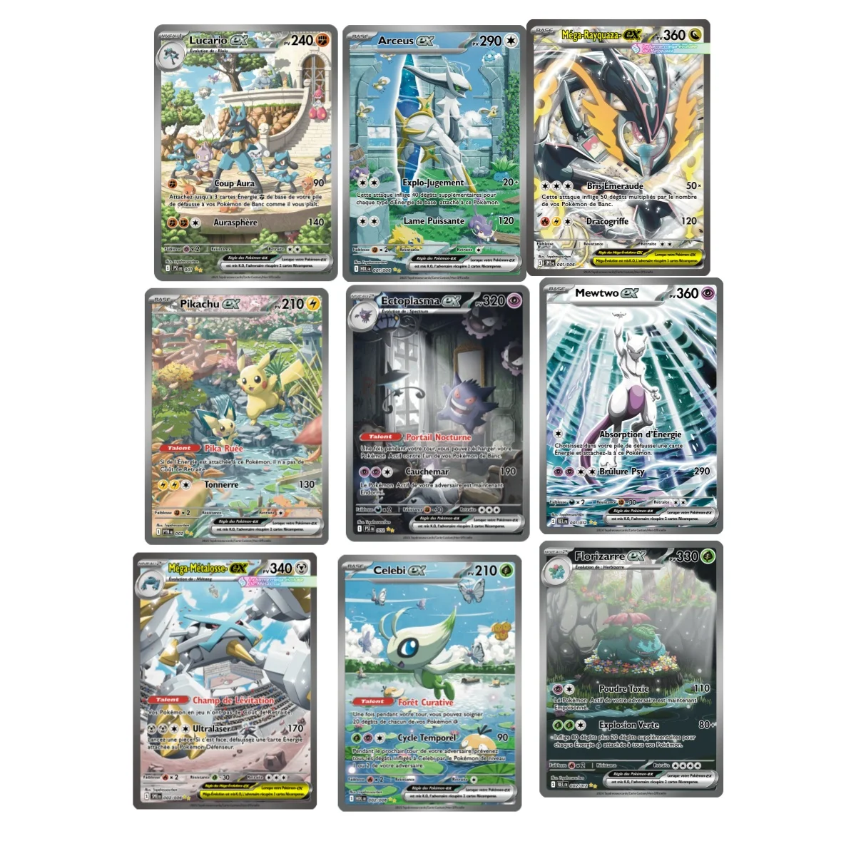 Tarjetas Coleccionables de Anime con Diseño de Mewto, Psyduck, Dragonite y Gengar, Regalo de Navidad para Coleccionistas