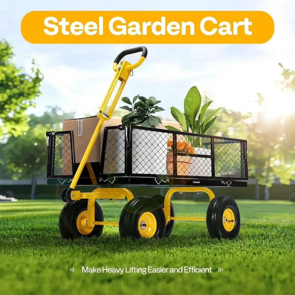 Heavy-Duty Garden Cart with 10 Tires and 900 lbs Capacity, Attachable to ATV or Tractor