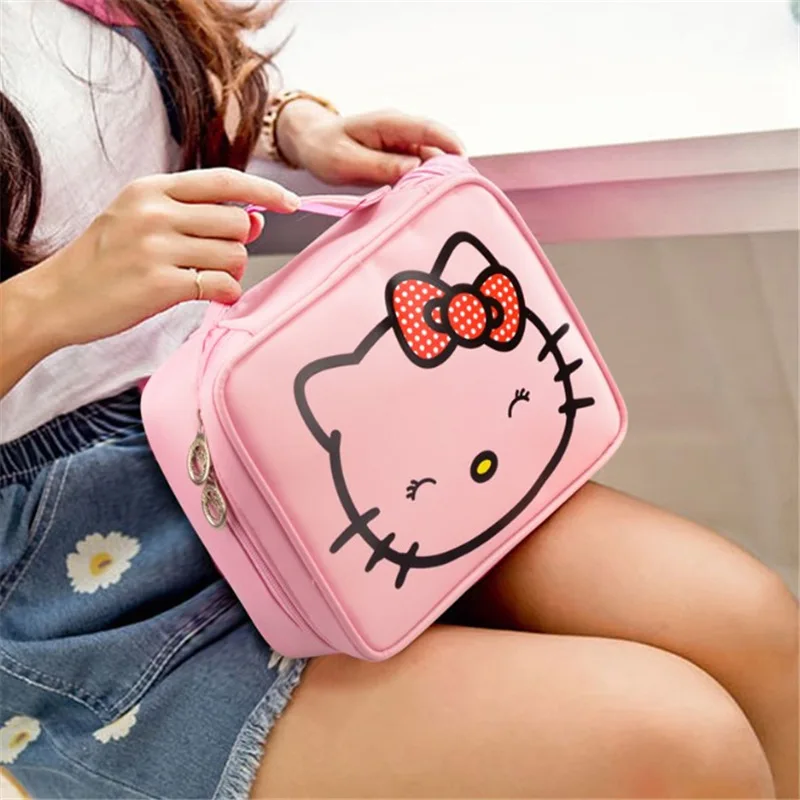 

Sanrio Hello Kitty Travel Organizer Cartoon Cosmetic Toiletries Organizer Portable Oxford Cloth Storage Bag Cute Girls Handbag