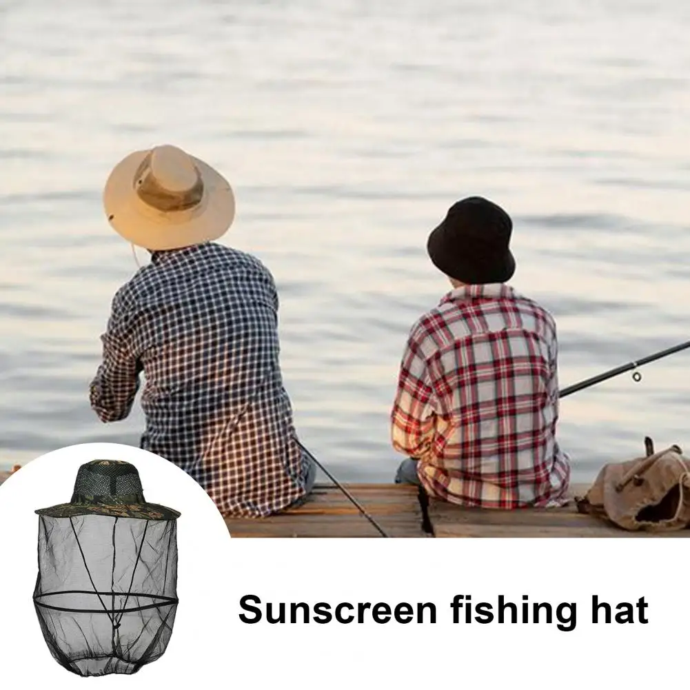 Face Guard Netting Hat Camouflage Fishing Hat with Uv Sun Breathable Mesh for Men Women Ideal for Hiking Camping