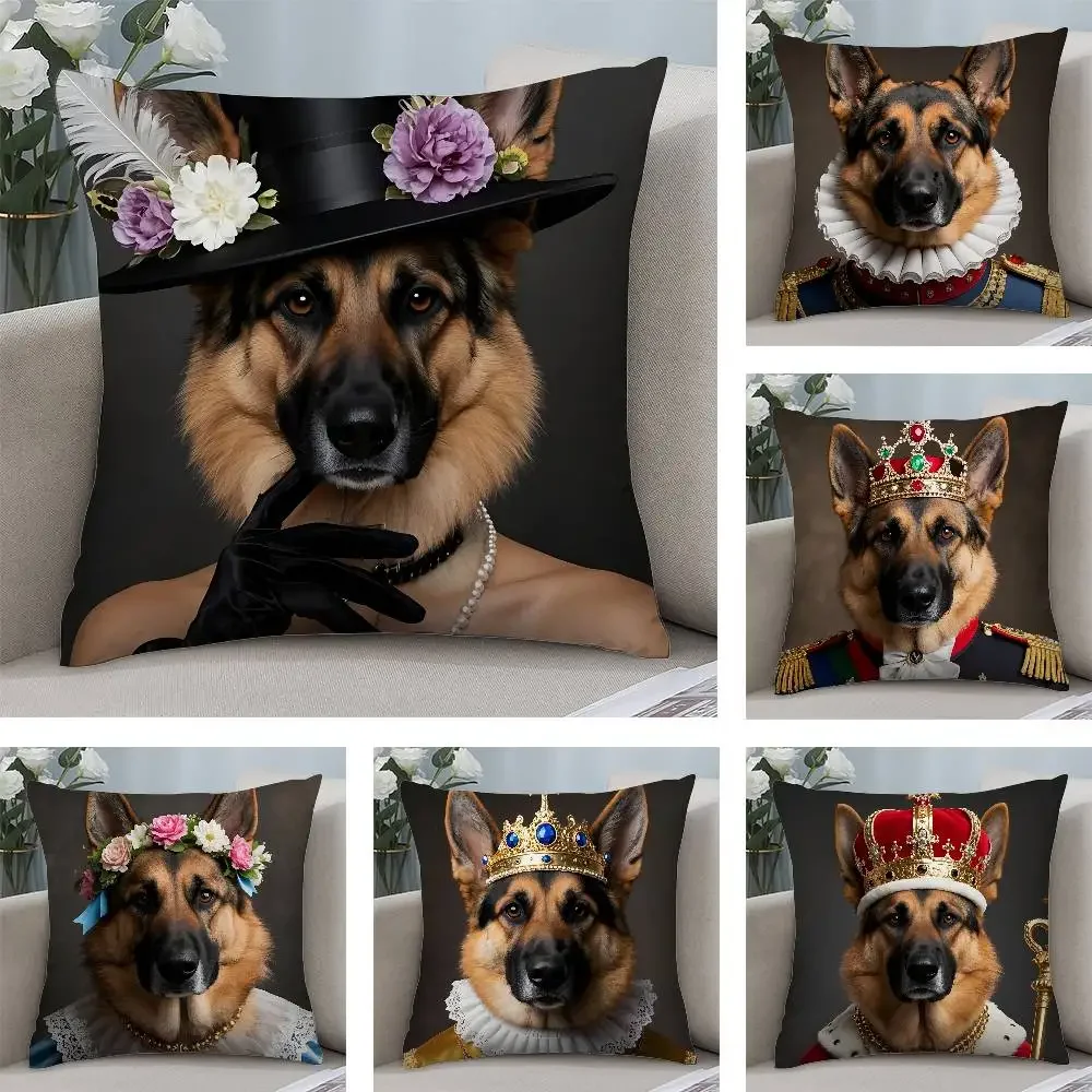 German Shepherd dog Pillow Case Square Double‑Sided Print Cushion Case For Sofa Home Bedchamber Decor Gift