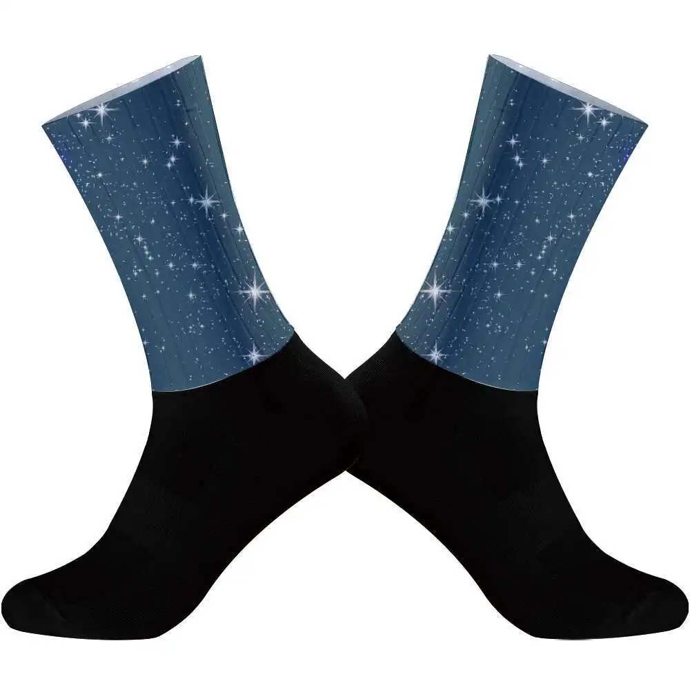 남성용 미끄럼 방지 실리콘 양말, 에어로 2023, 화이트 라인, 사이클링 양말, 자전거 스포츠, 러닝 바이크 양말, 여름용