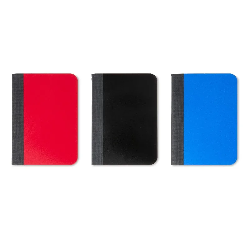(4 pack) Ruled Mini Composition Books, 3.25 in x 4.5 in, Assorted Colors, 80 Sheets, 3 Pack