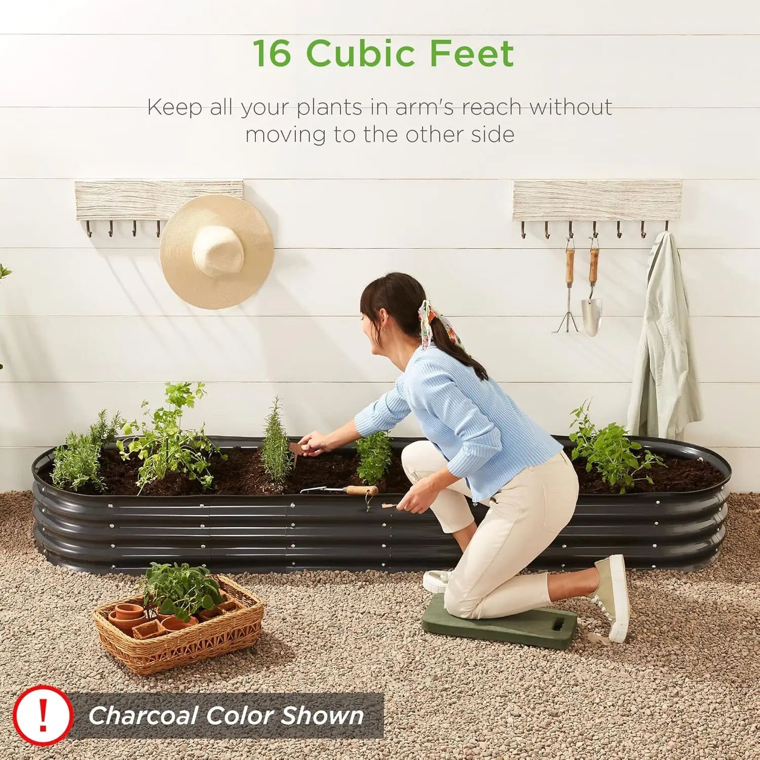 8x2x1ft Outdoor Metal Raised Garden Bed, Oval Deep Root Planter Box for Vegetables, Herbs, & Succulents w/ 108 Gallon Capacity