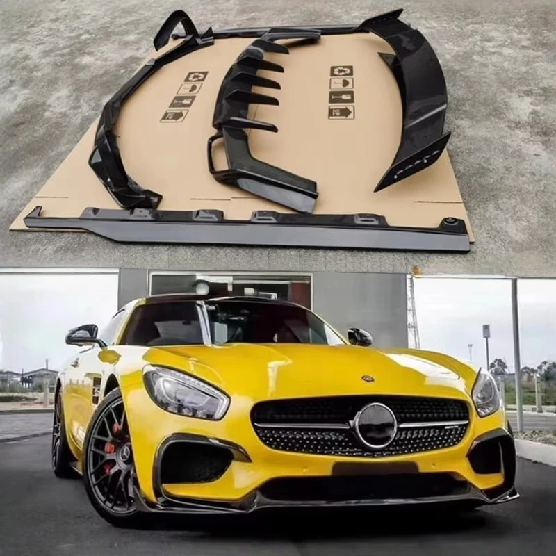 Real Carbon Fiber Front Lip Rear Diffuser Side Skirt Body Kit Spoiler For Mercedes Benz AMG GT C190 GTR GTS GTC 2015 2016 2017
