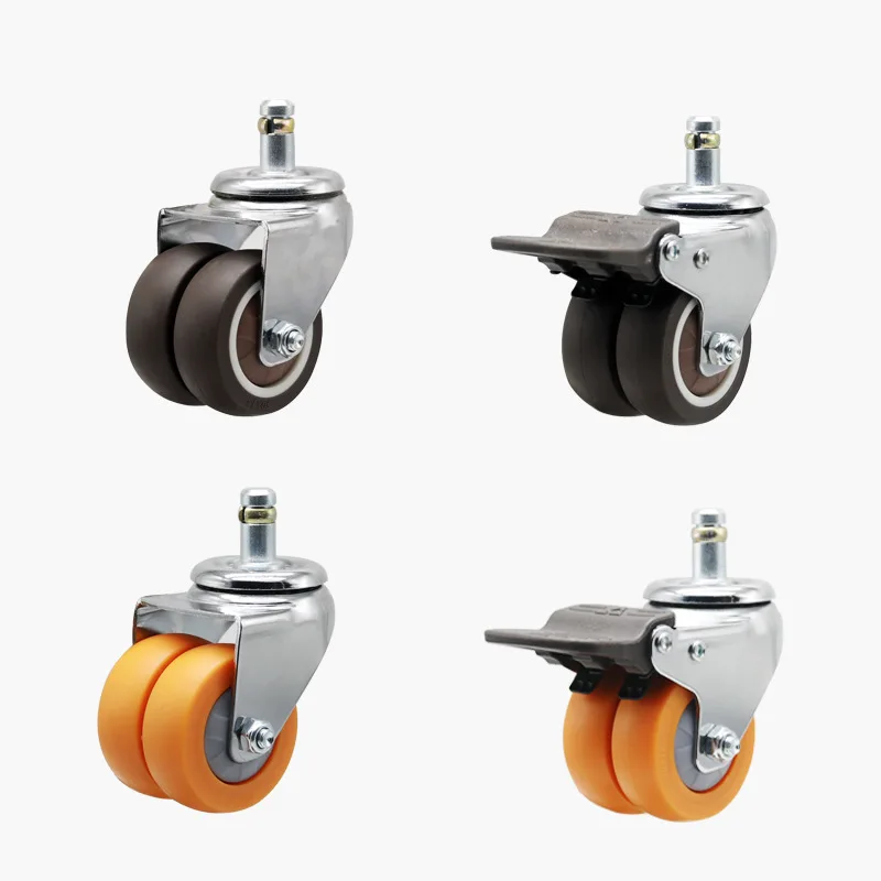 2 Inch TPR Silent Office Chair Swivel Casters, Dual Nylon Wheels for 5-Star Chrome Base ruedas para mueble desk chair casters
