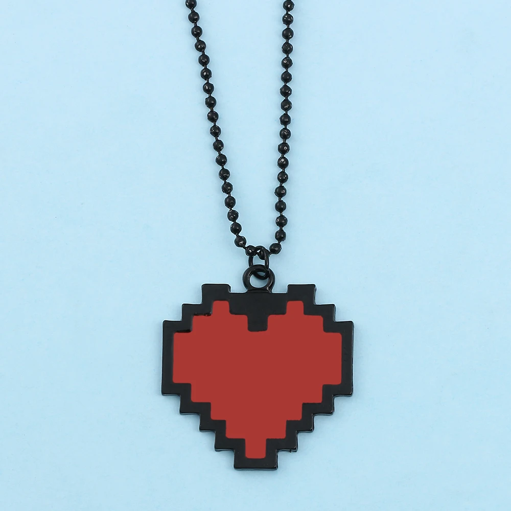 Stereoskopische Pixel-Herz-Halskette Kreativer Charm-Anhänger für Valentinstag Schmuckanhänger Persönliches Geschenk – Detail 3