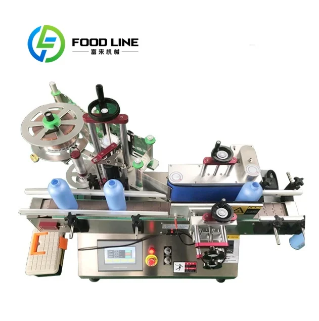 

Semi Automatic Round Bottle Labeling Equipment Simple Manual Positioning For Small Workshop Round Container Label Application