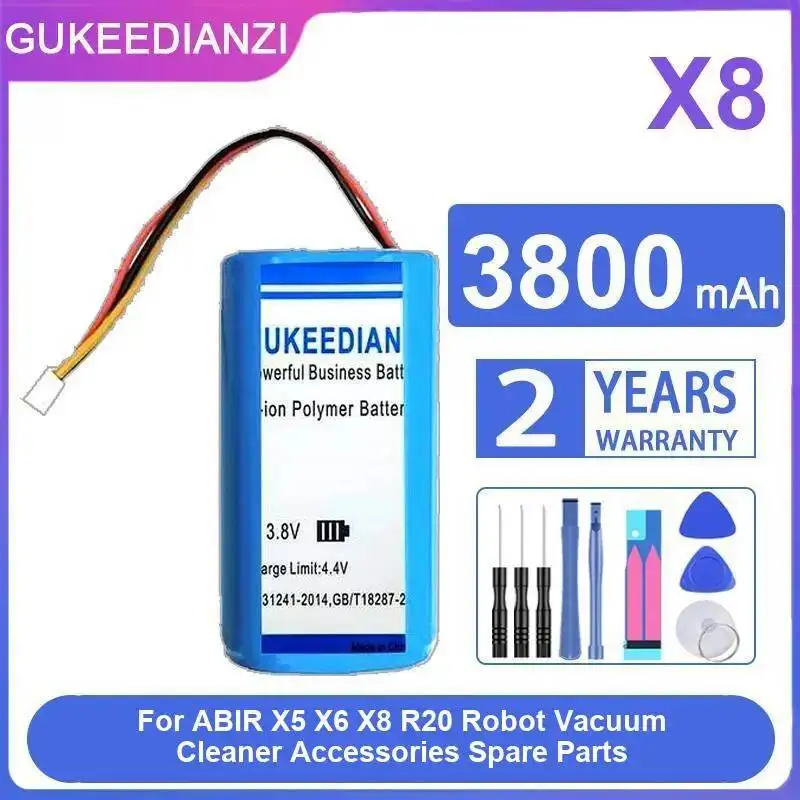 

Robotic Vacuum Cleaner Accessories Battery For Abir Genio Navi N600 X5 X6 X8 Good Low-Temperature Performance 3800mAh