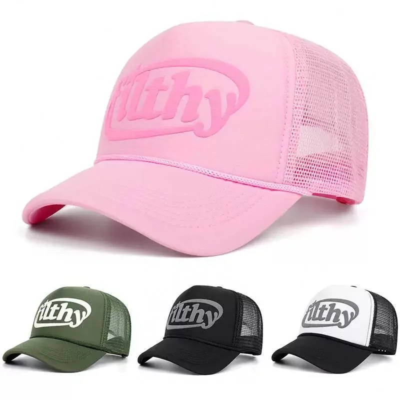 New Unisex Color Block filthy Letters Baseball Hats Sunshade Color Block Breathable Personal Trucker Caps Versatile Mesh Fashion