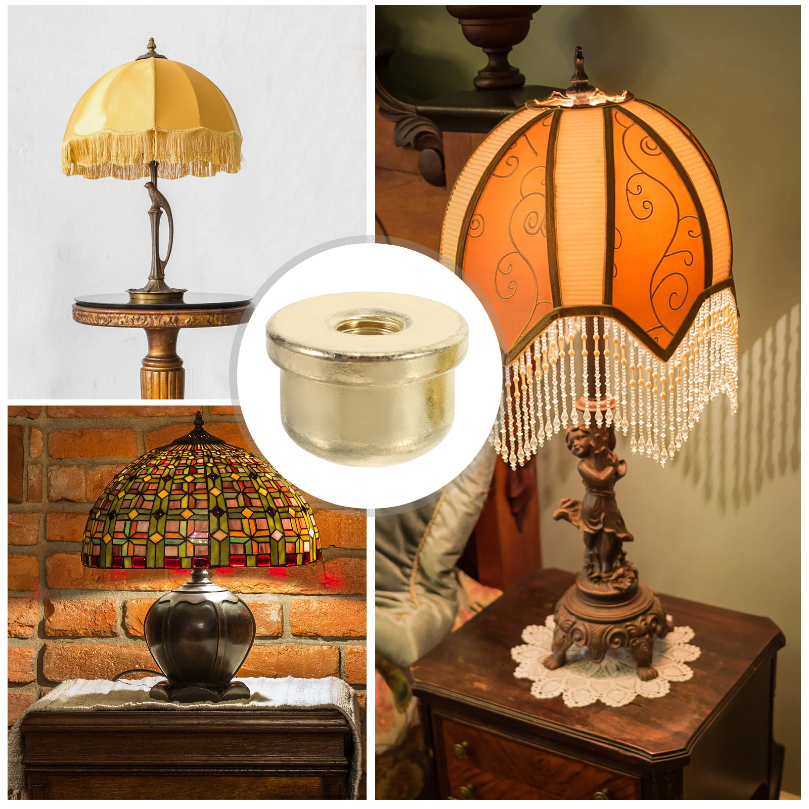 Adaptateur de capuchon d'embout de lampe, bouton décoratif en laiton pour lampadaires de Table, abat-jour, support de harpe, accessoires, supports d'abat-jour, 2 pièces