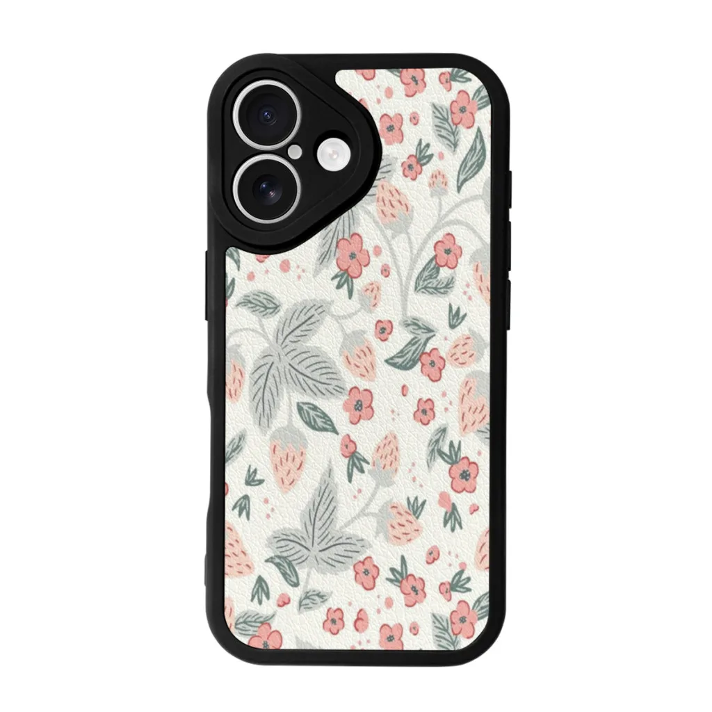 Strawberry tangle - cream Phone Case For iPhone 16 Pro Max Silicone Skin Case