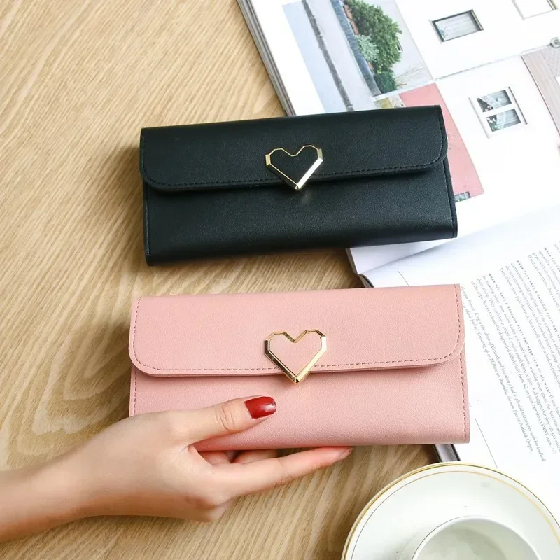 Women Long Wallets Purses Luxury Love Heart Wallets for Ladies Girl Money Pocket Card Holder Female Wallets Phone Clutch Bag