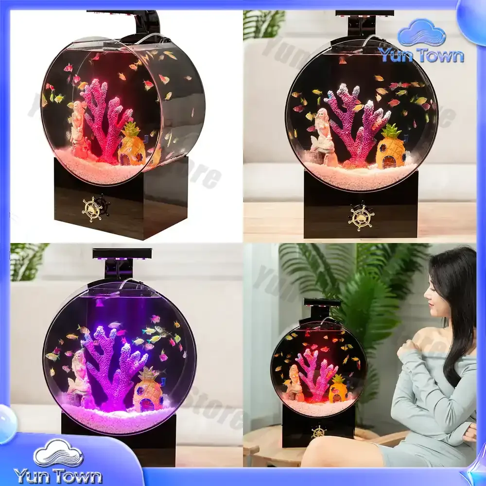 Betta Fish tank Living Room Small Ecological Goldfish tank Professional Super White Transparent Glass Acrylic Aquarium