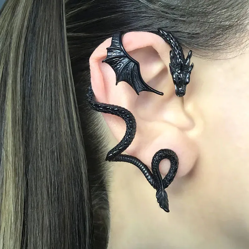 Women's Gothic Dragon Stud Wrap Earrings