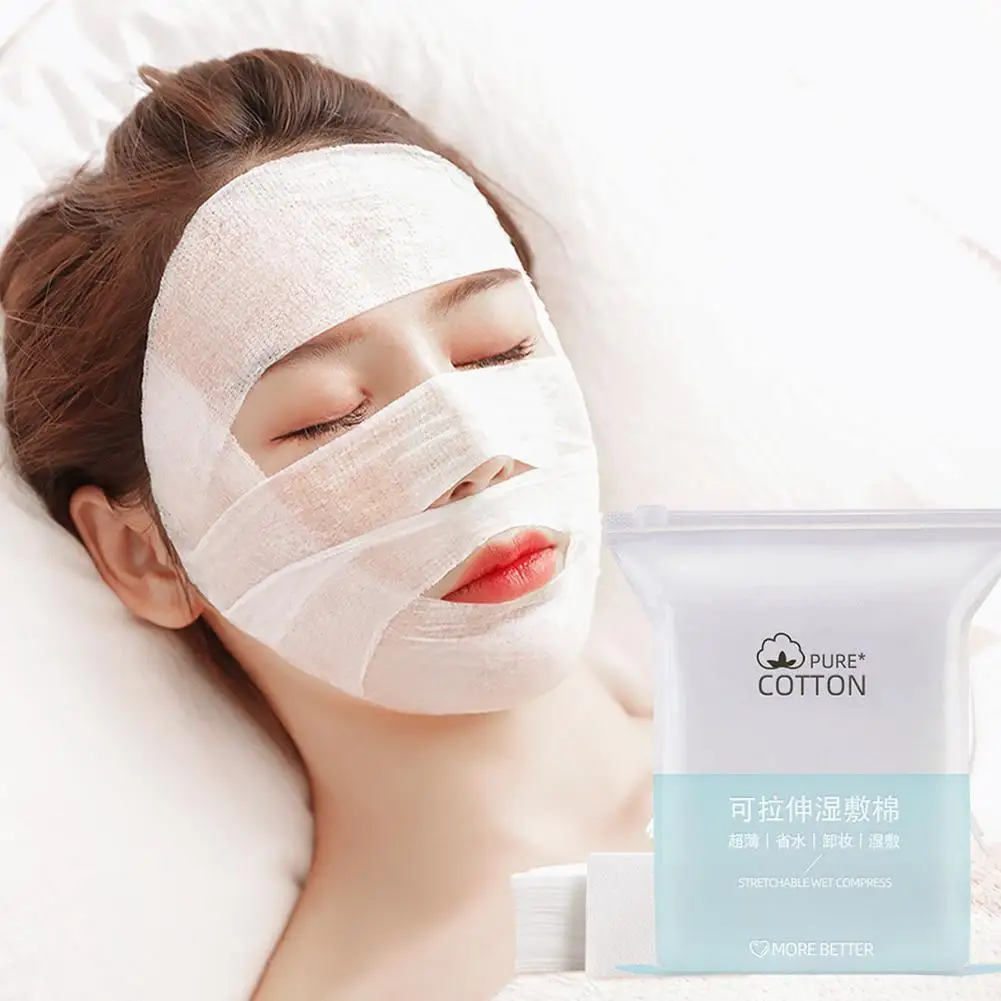 Almohadilla de algodón de compresión húmeda, mascarilla estirable, vendaje de papel, almohadilla desmaquillante fina limpia y sanitaria para hidratación Facial F7Y2