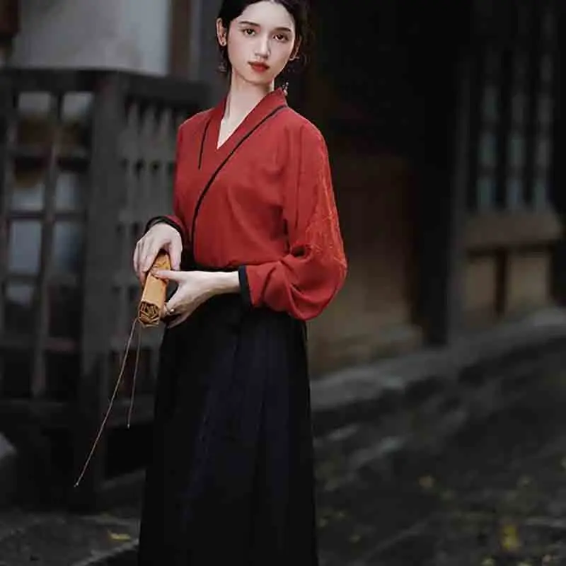 Pferd Gesicht Rock Hanfu Original chinesische Ming Dynastie Frauen traditionelles Kleid bestickten Rock täglich Pferd Gesicht Pony Röcke