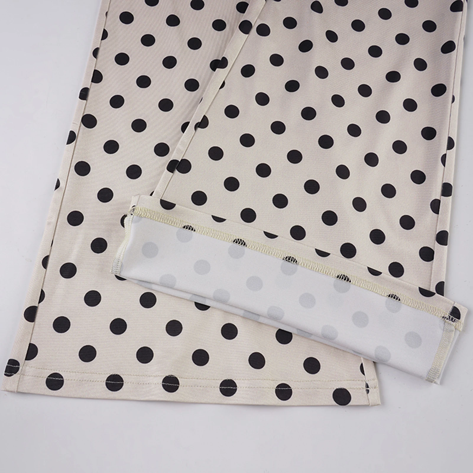 Desginer Women's Dot Print Casual Pants Drawstring Low Waist Flare Leg Trousers for All Seasons