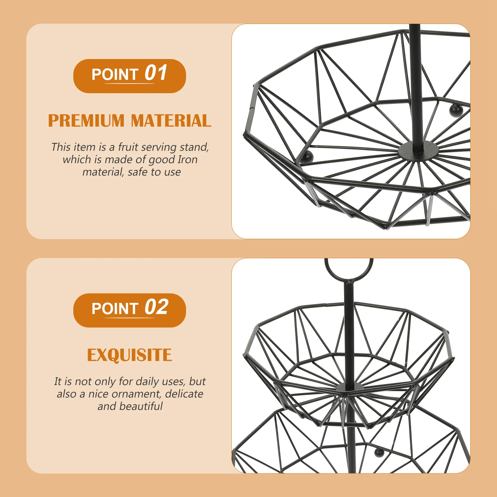 

Fruit Basket Holder Kitchen Countertop Tray Vintage Snack Organizer Iron Fruits