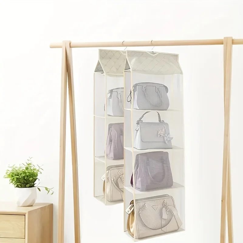 1pc Hanging Handbag Purse Organizer, Dust-proof Purse Bag Storage Holder For Wardrobe Closet