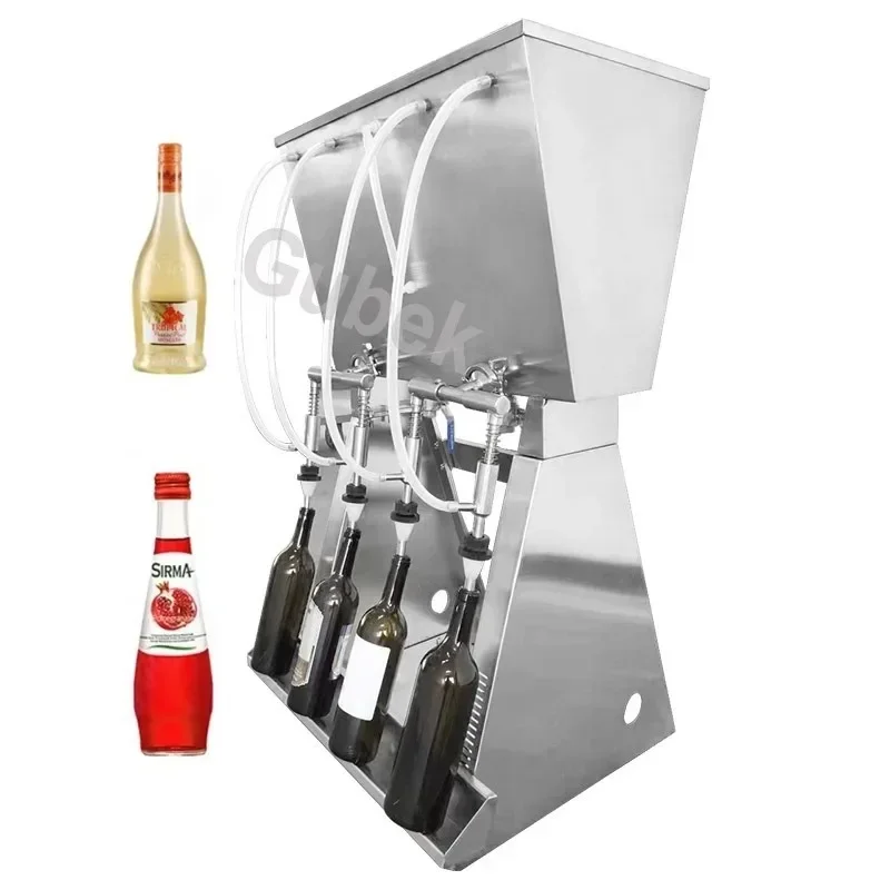 GUBEK  4 Heads Alcohol And Whisky Gravity red wine vinegar anti drip filling machine