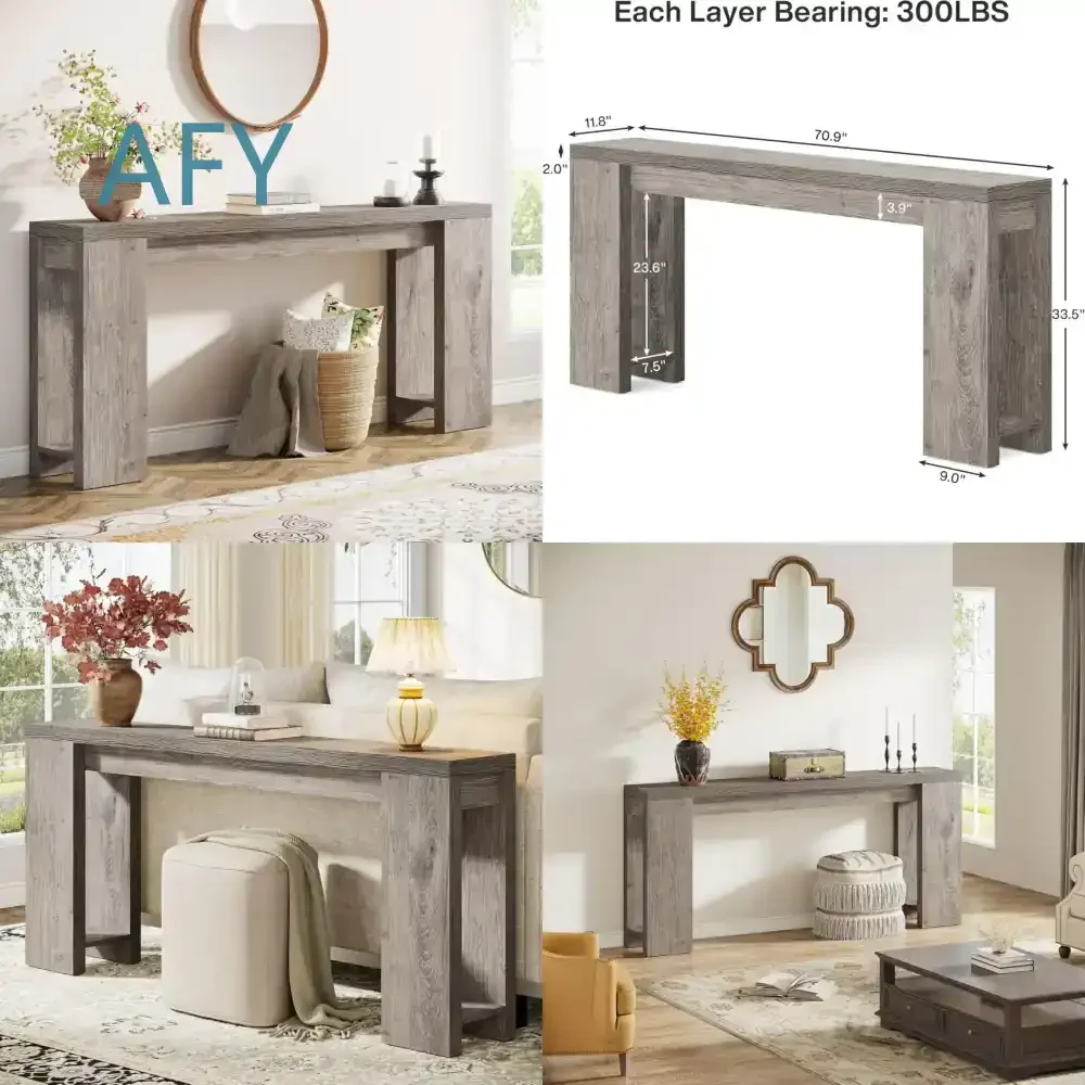 70.9 Inch Extra Long Console Table for Living Room Sofa Behind Couch Farmhouse Wood Narrow Entryway Accent Table for Small