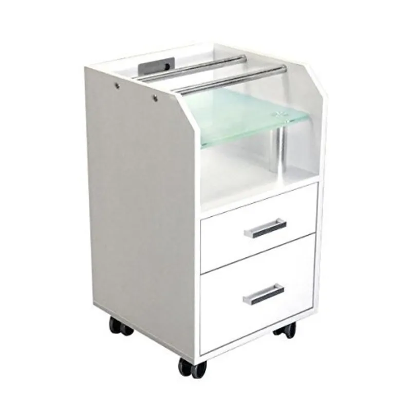 

Glass Glow Pedicure Trolley White Cart for Nail Salon Furniture & Equipment, Customized