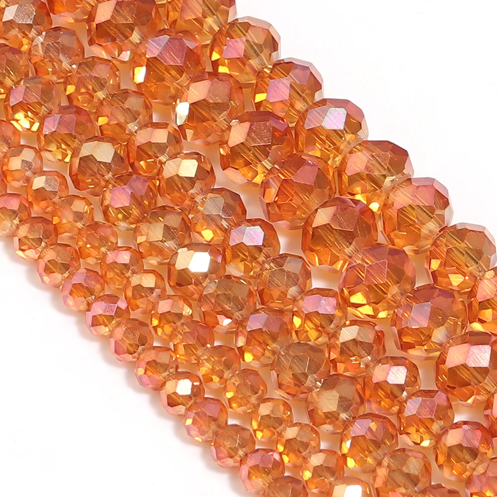 1 Strang 4/6/8 mm facettierte Kristallperlen Orange Rot Rondelle Glas lose Perlen für Schmuckherstellung DIY Armband Halskette Zubehör – Detail 6