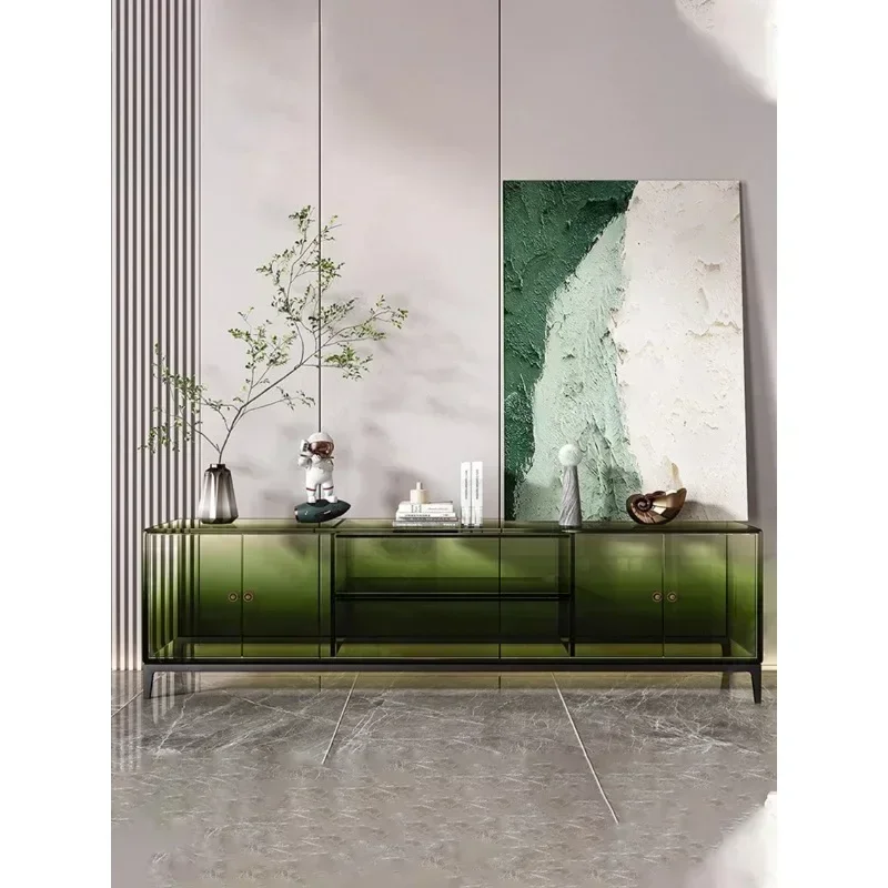 ff خزانة تلفزيون أكريليك بسيطة وحديثة متدرجة اللون خزانة أرضية خفيفة فاخرة لغرفة نموذج خزانة الأفلام والتلفزيون #1