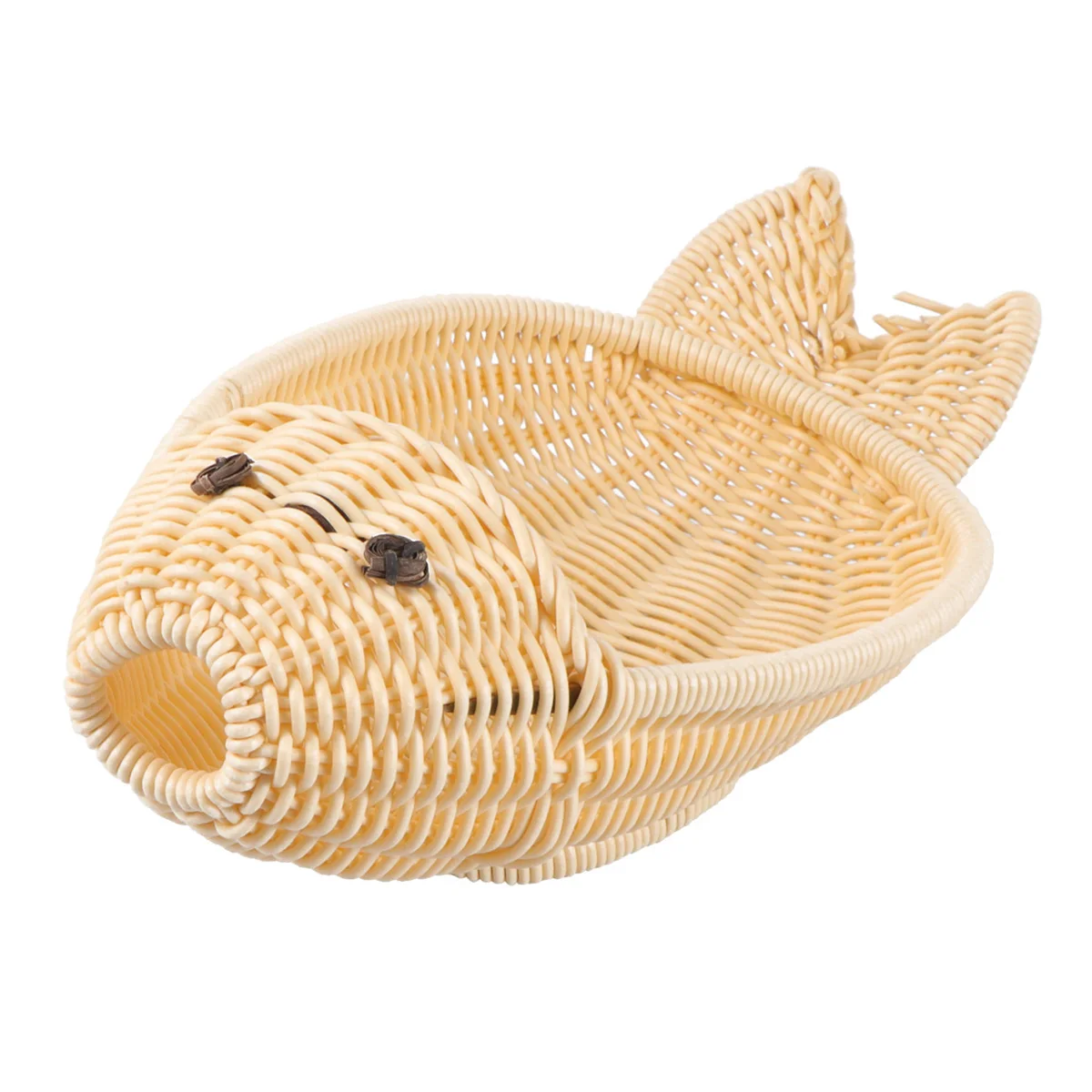 

Woven Basket Shaped Plastic Simulated Rattan Fruit Kitchen Decor Vegetable Simulated Rattan Bakset Bread Container Storage Box