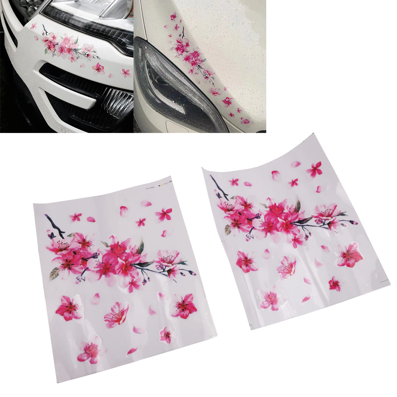 

2PCS Car FOR Cherry Blossom Scratch Decal Sticker For Car Windshield Decoration Vinyl Decal DIY Automobile Body Styling