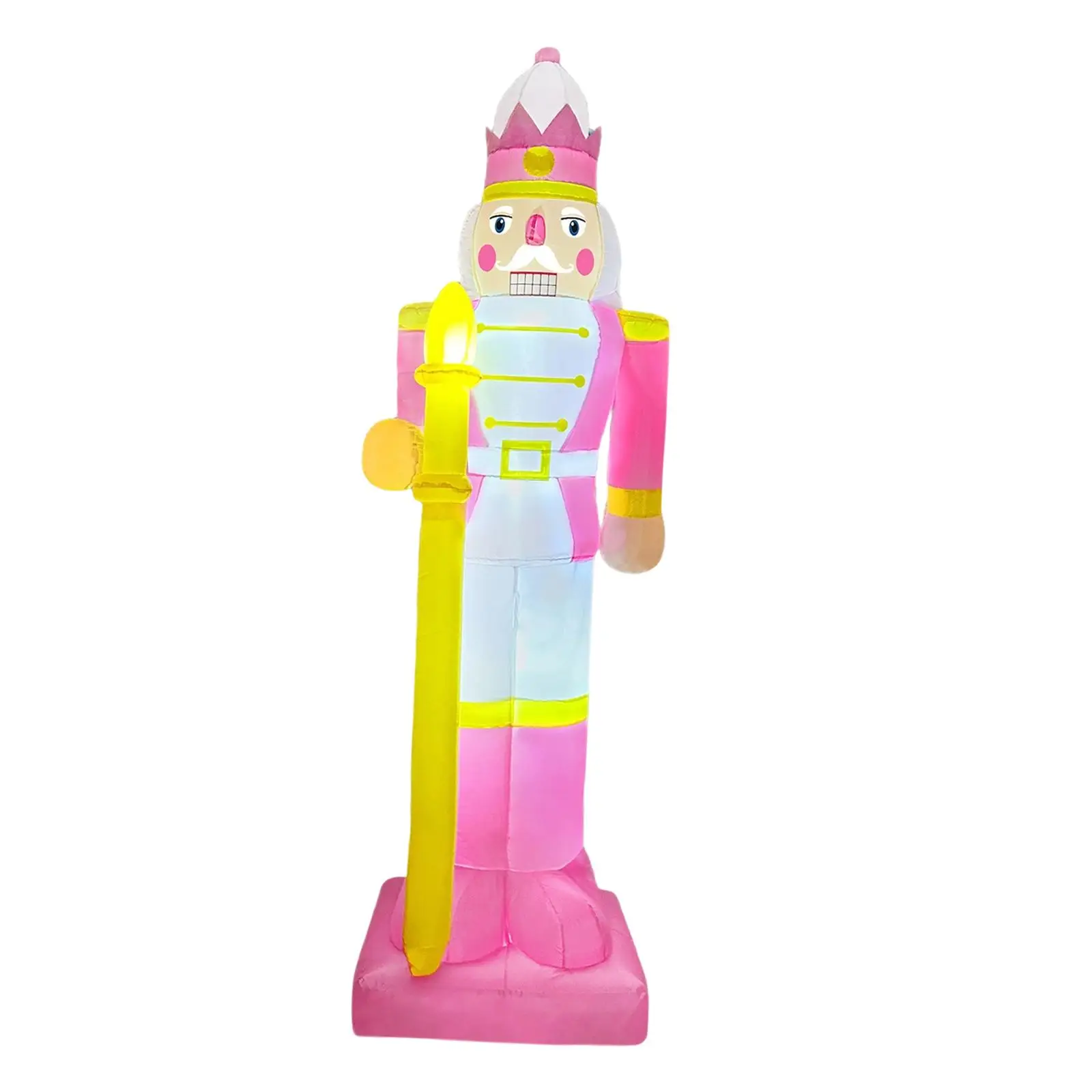 

2.33M Inflatable Nutcracker Props,LED Funny Xmas Decor, Outdoor Decoration, Hold Cane, Blow up Yard Decoration for Front Lawn