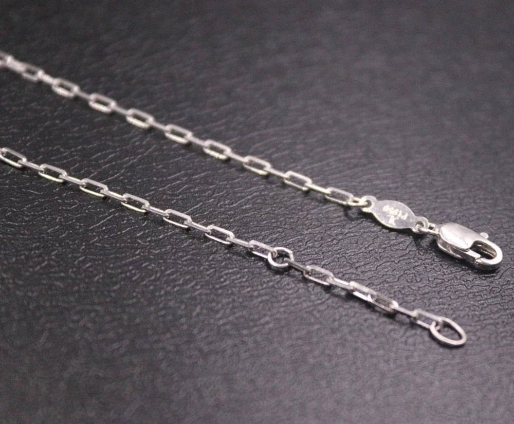 Real Pure Platinum 950 Chain Women Lucky 1.6mm Square Rolo O Link Necklace 5.22g/55cm