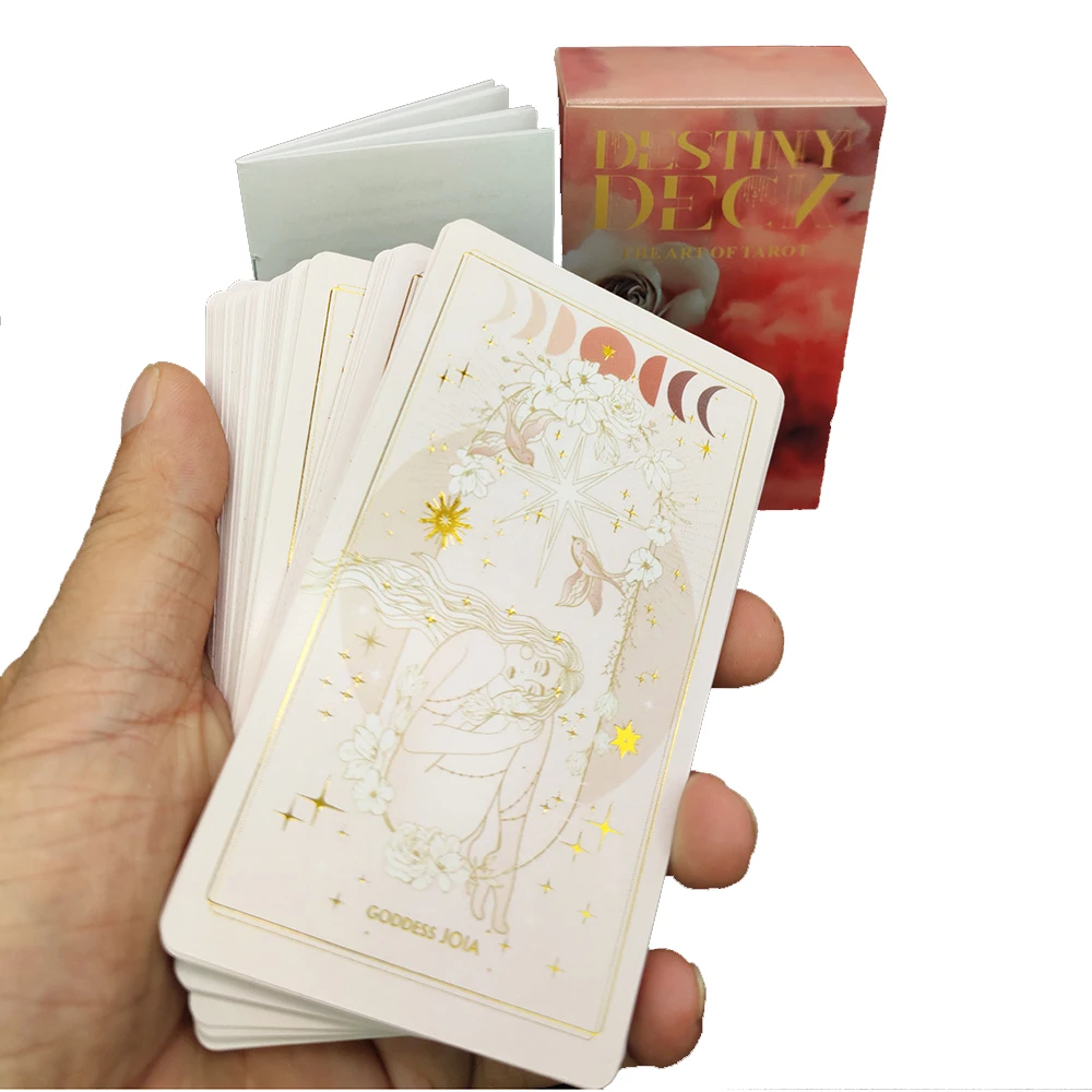 12X7CM Gilding Crafting Destiny Divination Tarot Cards Deck for Beginners with Gold Embossing for Women With Paper Guidebook