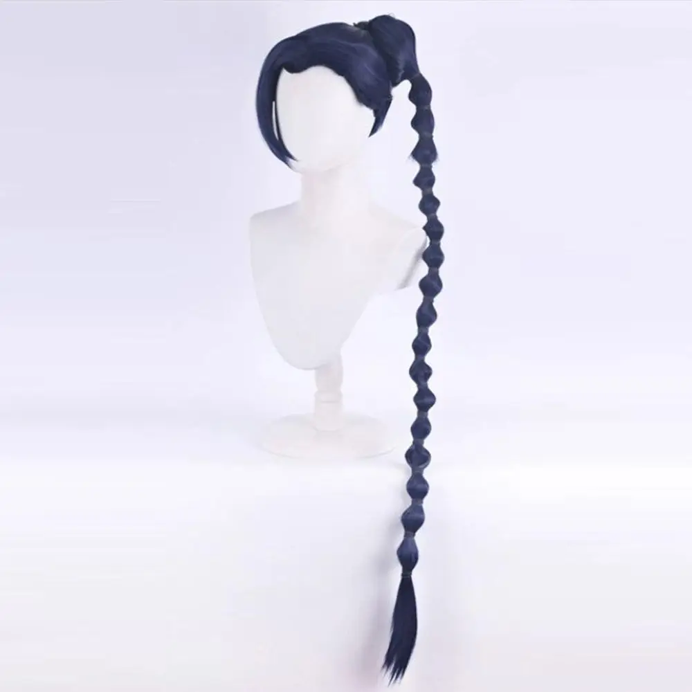 Peluca de cosplay de anime azul negro para Mei Shisan, peluca completa de personaje asesino de siete estilos tijera