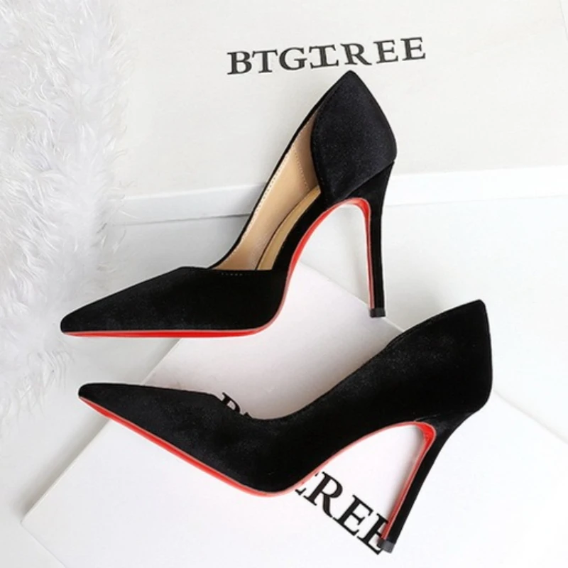 BIGTREE Shoes Woman Pumps Stylish Minimalist Slim Heel High Heels Velvet Ladies Shoes Stiletto Comfort Women Heels Plus Size 40 view 6