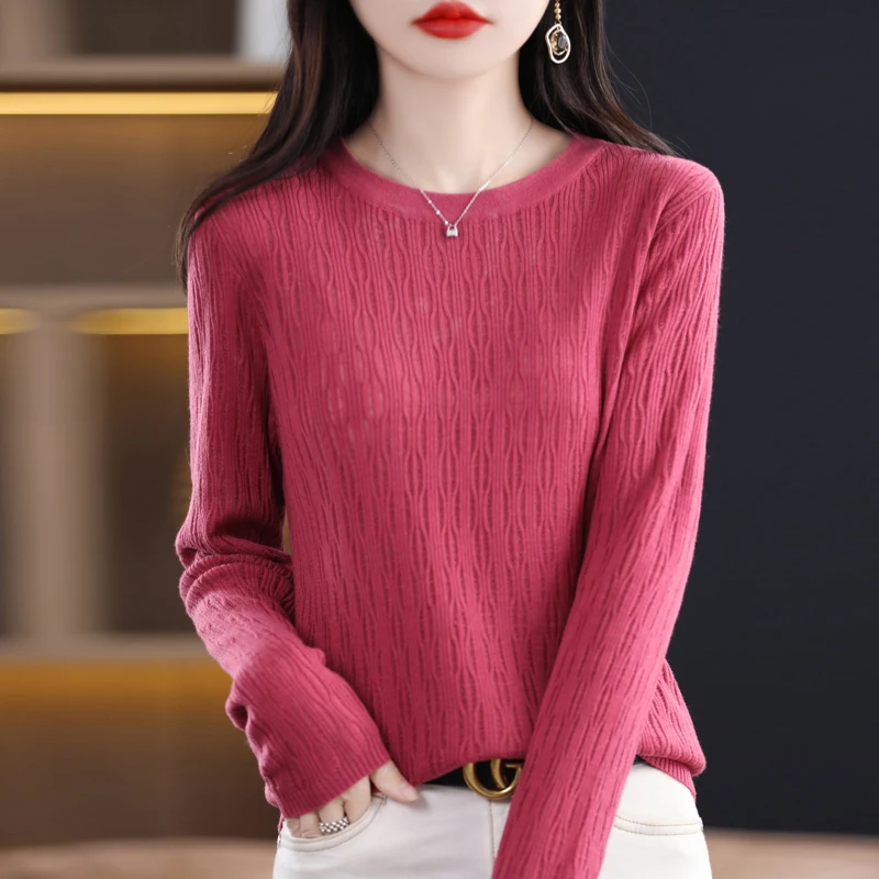 Spring Autumn New Women Wool Blend Sweater O-Neck Lantern Pattern Pullover Casual Knitted Loose Tops Female Soft Sweater