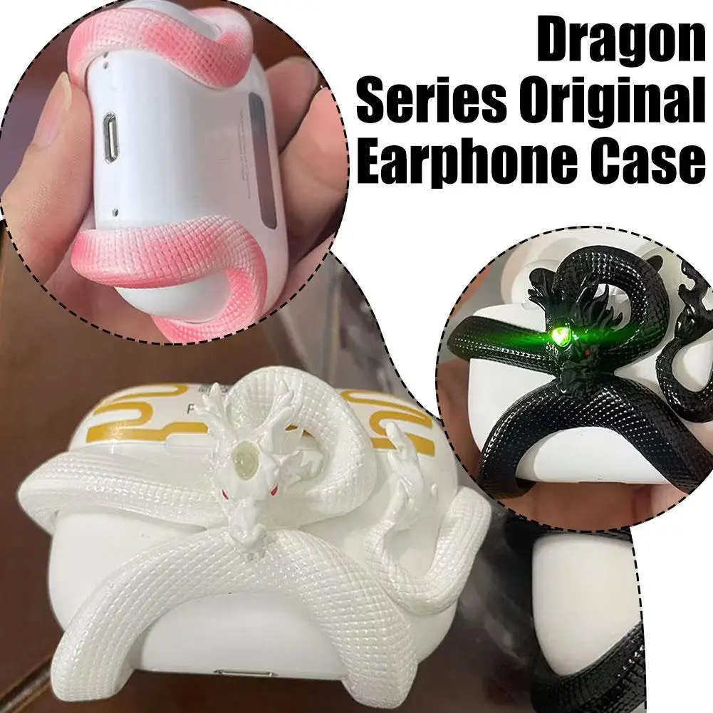 Dragon-shaped Earphone Protective Case For Airpods4/pro 2/3 Hollow Heat Dissipation Creative Resin Dragon-shaped Earphone S G6K5