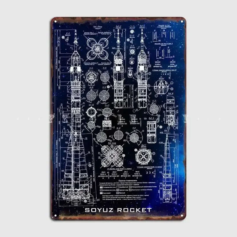 Soyuz Rocket Space Poster Metal Plaque Club Home Wall Vintage Poster Tin Sign Poster